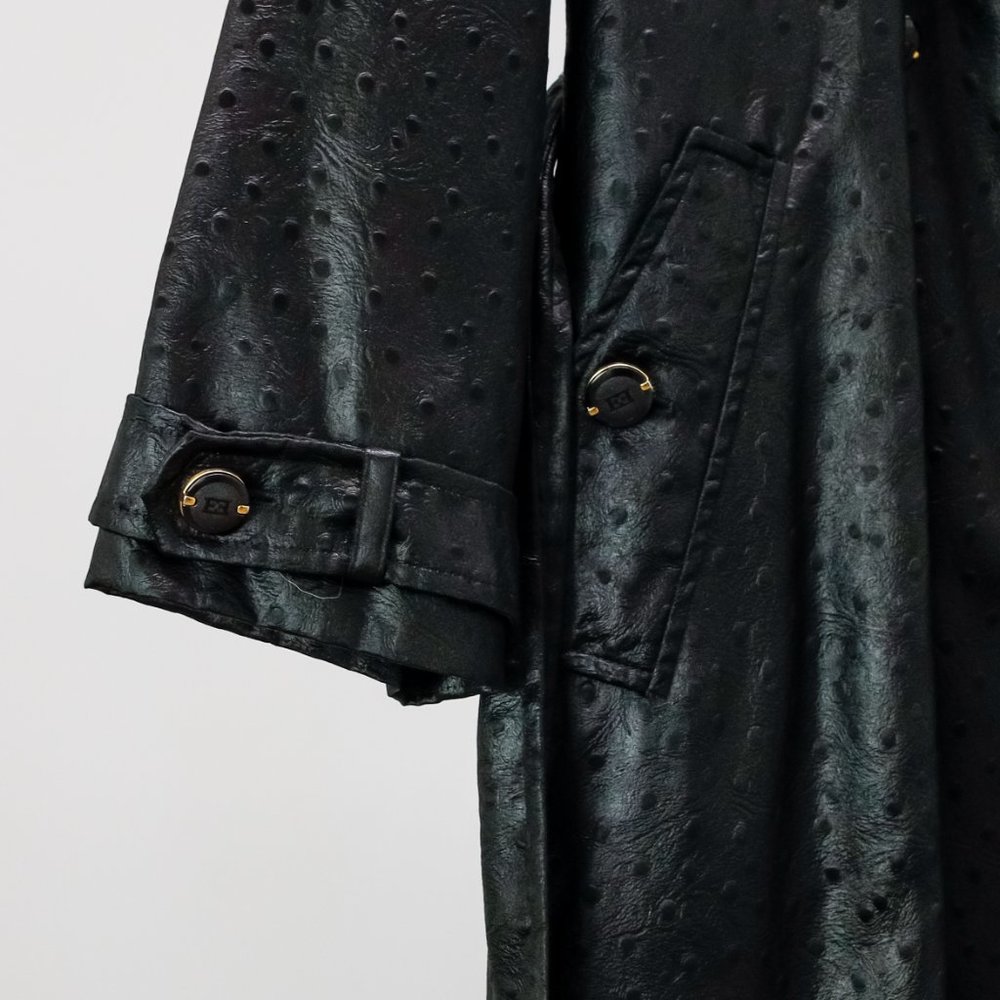*SOLD* Escada Black Mink Collar Trench Coat - Picture 8 of 16
